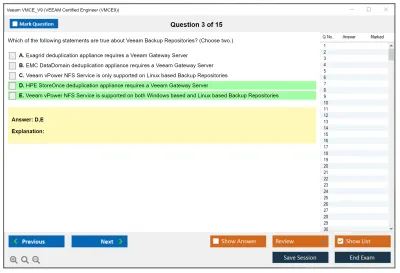 Veeam VMCE_V9 VEEAM Certified Engineer (VMCE9) Practice test exam simulator test engine exam Prep practice test questions answers Image 3