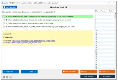 Oracle 1z0-1081-20 Oracle Financial Consolidation and Close 2020 Implementation Essentials Practice test exam simulator test engine exam Prep practice test questions answers Image 10