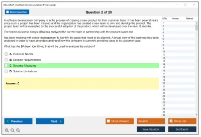 IIBA CBAP Certified Business Analysis Professional (CBAP) Practice test exam simulator test engine exam Prep practice test questions answers Image 2