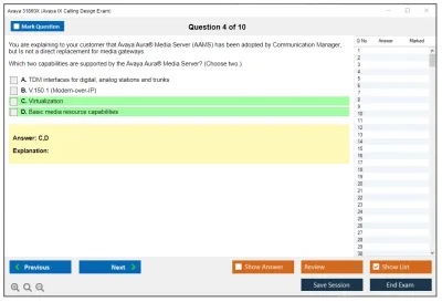 Avaya 31860X Avaya IX Calling Design Exam Practice test exam simulator test engine exam Prep practice test questions answers Image 4