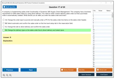 Microsoft MB-330 Microsoft Dynamics 365 Supply Chain Management Practice test exam simulator test engine exam Prep practice test questions answers Image 17