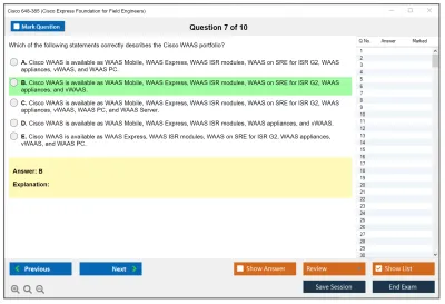 Cisco 648-385 Cisco Express Foundation for Field Engineers Practice test exam simulator test engine exam Prep practice test questions answers Image 7