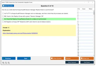 Avaya 71200X Avaya Aura Core Components Integration Exam Practice test exam simulator test engine exam Prep practice test questions answers Image 8