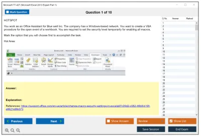 Microsoft 77-427 Excel 2013 Expert Part One Practice test exam simulator test engine exam Prep practice test questions answers Image 1