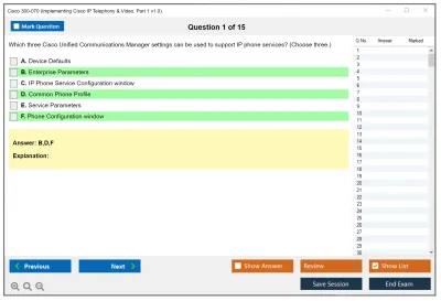 Cisco 300-070 Implementing Cisco IP Telephony &amp; Video, Part 1 v1.0 Practice test exam simulator test engine exam Prep practice test questions answers Image 1