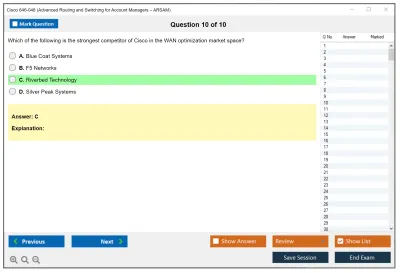 Cisco 646-048 Advanced Routing and Switching for Account Managers – ARSAM Practice test exam simulator test engine exam Prep practice test questions answers Image 10