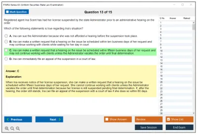 FINRA Series-63 Uniform Securities State Law Examination Practice test exam simulator test engine exam Prep practice test questions answers Image 13