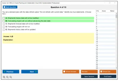 Oracle 1z0-1066-22 Oracle Planning and Collaboration Cloud 2022 Implementation Professional Practice test exam simulator test engine exam Prep practice test questions answers Image 4
