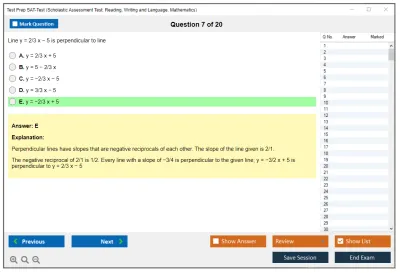 Test Prep SAT-Test Scholastic Assessment Test: Reading, Writing and Language, Mathematics Practice test exam simulator test engine exam Prep practice test questions answers Image 7