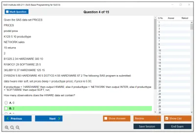 SAS Institute A00-211 SAS Base Programming for SAS 9 Practice test exam simulator test engine exam Prep practice test questions answers Image 4