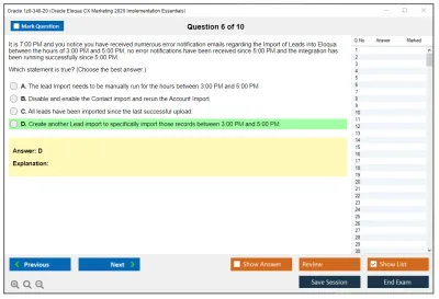 Oracle 1z0-340-20 Oracle Eloqua CX Marketing 2020 Implementation Essentials Practice test exam simulator test engine exam Prep practice test questions answers Image 6