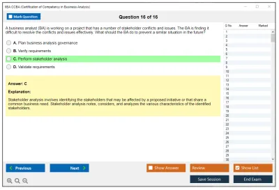 IIBA CCBA Certification of Capability in Business Analysis (CCBA) Practice test exam simulator test engine exam Prep practice test questions answers Image 16