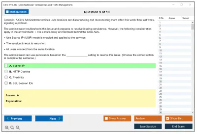 Citrix 1Y0-240 Citrix NetScaler 12 Essentials and Traffic Management Practice test exam simulator test engine exam Prep practice test questions answers Image 9