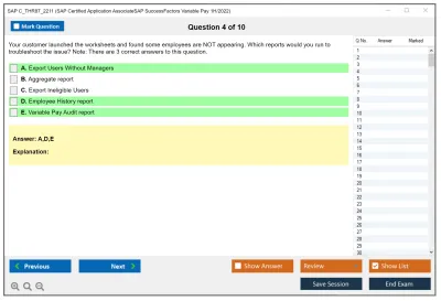 SAP C_THR87_2211 SAP Certified Application AssociateSAP SuccessFactors Variable Pay 1H/2022 Practice test exam simulator test engine exam Prep practice test questions answers Image 4