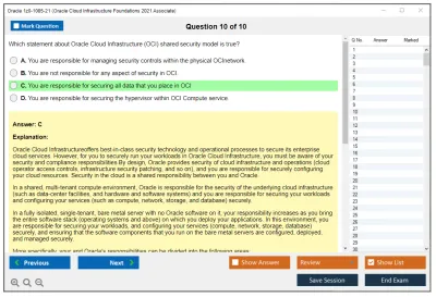Oracle 1z0-1085-21 Oracle Cloud Infrastructure Foundations 2021 Associate Practice test exam simulator test engine exam Prep practice test questions answers Image 10