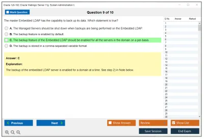 Oracle 1z0-102 Oracle Weblogic Server 11g: System Administration I Practice test exam simulator test engine exam Prep practice test questions answers Image 9