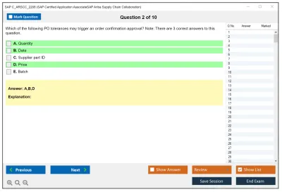 SAP C_ARSCC_2208 SAP Certified Application AssociateSAP Ariba Supply Chain Collaboration Practice test exam simulator test engine exam Prep practice test questions answers Image 2