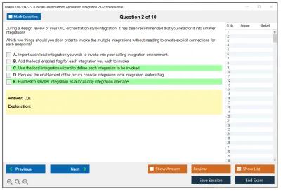 Oracle 1z0-1042-22 Oracle Cloud Platform Application Integration 2022 Professional Practice test exam simulator test engine exam Prep practice test questions answers Image 2