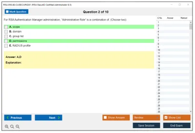RSA 050-80-CASECURID01 RSA SecurID Certified Administrator 8.0 Exam Practice test exam simulator test engine exam Prep practice test questions answers Image 2