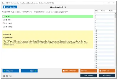 Cisco 500-445 Implementing Cisco Contact Center Enterprise Chat and Email (CCECE) Practice test exam simulator test engine exam Prep practice test questions answers Image 8