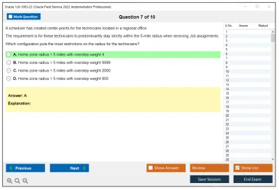 Oracle 1z0-1003-22 Oracle Field Service 2022 Implementation Professional Practice test exam simulator test engine exam Prep practice test questions answers Image 7