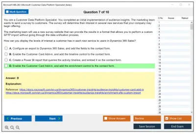 Microsoft MB-260 Microsoft Dynamics 365 Customer Insights (Data) Specialist Practice test exam simulator test engine exam Prep practice test questions answers Image 7
