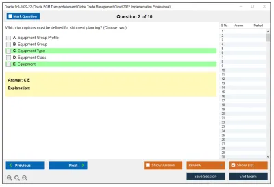 Oracle 1z0-1079-22 Oracle SCM Transportation and Global Trade Management Cloud 2022 Implementation Professional Practice test exam simulator test engine exam Prep practice test questions answers Image 2