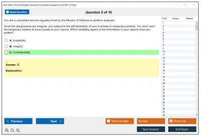Exin EX0-105 Information Security Foundation based on ISO/IEC 27002 Practice test exam simulator test engine exam Prep practice test questions answers Image 5