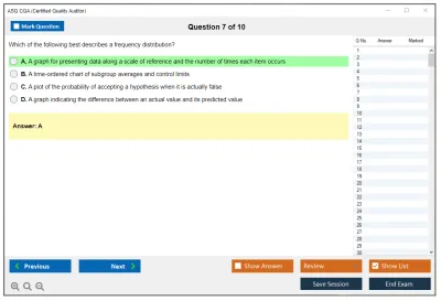 ASQ CQA Certified Quality Auditor Practice test exam simulator test engine exam Prep practice test questions answers Image 7