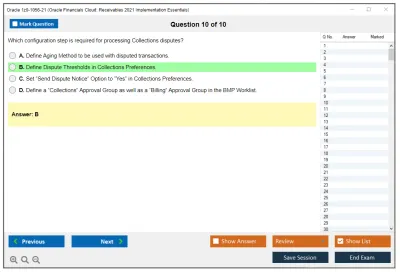 Oracle 1z0-1056-21 Oracle Financials Cloud: Receivables 2021 Implementation Essentials Practice test exam simulator test engine exam Prep practice test questions answers Image 10