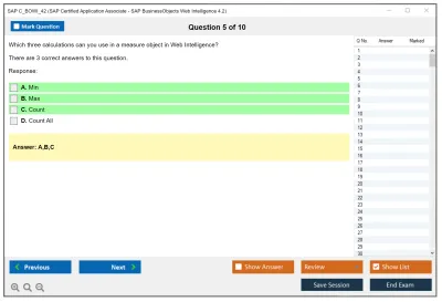 SAP C_BOWI_42 SAP Certified Application Associate - SAP BusinessObjects Web Intelligence 4.2 Practice test exam simulator test engine exam Prep practice test questions answers Image 5