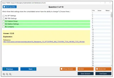 Avaya 71800X Avaya IX Messaging Implementation and Maintenance Exam Practice test exam simulator test engine exam Prep practice test questions answers Image 5