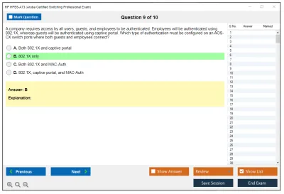 HP HPE6-A73 Aruba Certified Switching Professional Exam Practice test exam simulator test engine exam Prep practice test questions answers Image 9