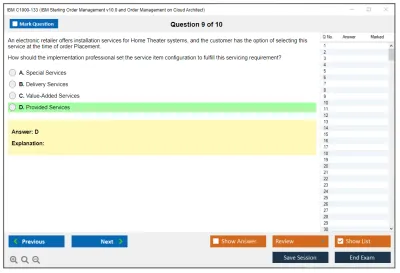 IBM C1000-133 IBM Sterling Order Management v10.0 and Order Management on Cloud Architect Practice test exam simulator test engine exam Prep practice test questions answers Image 9