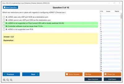 Cisco 300-430 Implementing Cisco Enterprise Wireless Networks (300-430 ENWLSI) Practice test exam simulator test engine exam Prep practice test questions answers Image 5