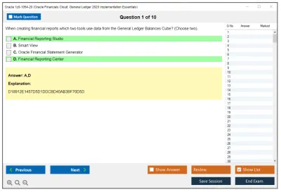Oracle 1z0-1054-20 Oracle Financials Cloud: General Ledger 2020 Implementation Essentials Practice test exam simulator test engine exam Prep practice test questions answers Image 1