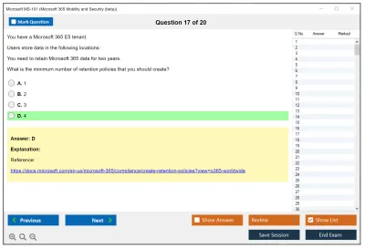 Microsoft MS-101 Microsoft 365 Mobility and Security Practice test exam simulator test engine exam Prep practice test questions answers Image 17