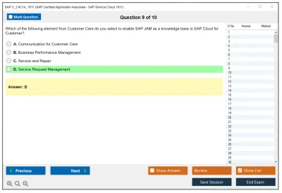 SAP C_C4C14_1811 SAP Certified Application Associate - SAP Service Cloud 1811 Practice test exam simulator test engine exam Prep practice test questions answers Image 9