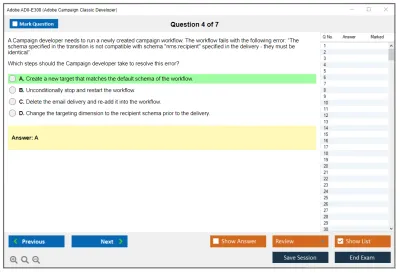 Adobe AD0-E308 Adobe Campaign Classic Developer Practice test exam simulator test engine exam Prep practice test questions answers Image 4