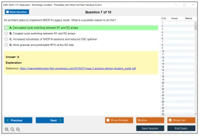 EMC DES-1111 Specialist - Technology Architect. PowerMax and VMAX All Flash Solutions Exam Practice test exam simulator test engine exam Prep practice test questions answers Image 7
