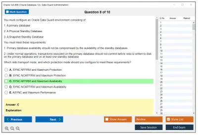 Oracle 1z0-066 Oracle Database 12c: Data Guard Administration Practice test exam simulator test engine exam Prep practice test questions answers Image 8
