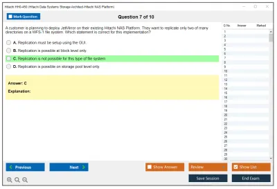 Hitachi HH0-450 Hitachi Data Systems Storage Architect-Hitachi NAS Platform Practice test exam simulator test engine exam Prep practice test questions answers Image 7