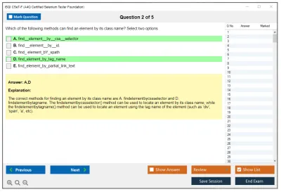 iSQI CSeT-F A4Q Certified Selenium Tester Foundation Practice test exam simulator test engine exam Prep practice test questions answers Image 2