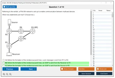 Juniper JN0-649 Enterprise Routing and Switching Professional (JNCIP-ENT) Practice test exam simulator test engine exam Prep practice test questions answers Image 1