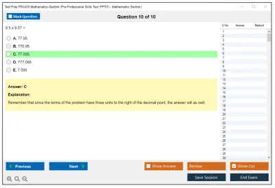 Test Prep PRAXIS-Mathematics-Section Pre-Professional Skills Test (PPST) - Mathematics Section Practice test exam simulator test engine exam Prep practice test questions answers Image 10
