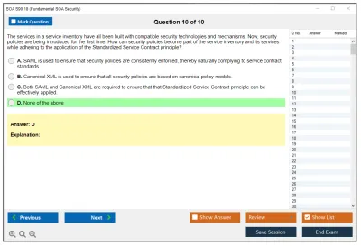 SOA S90.18 Fundamental SOA Security Practice test exam simulator test engine exam Prep practice test questions answers Image 10