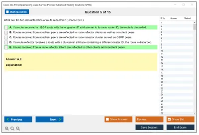 Cisco 300-510 Implementing Cisco Service Provider Advanced Routing Solutions Practice test exam simulator test engine exam Prep practice test questions answers Image 5