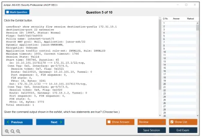 Juniper JN0-635 Security-Professional (JNCIP-SEC) Practice test exam simulator test engine exam Prep practice test questions answers Image 5