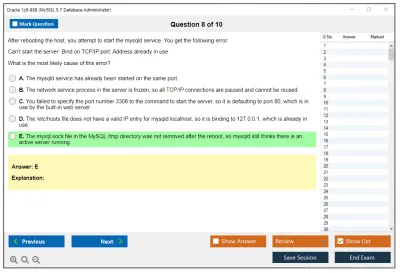 Oracle 1z0-888 MySQL 5.7 Database Administrator Practice test exam simulator test engine exam Prep practice test questions answers Image 8