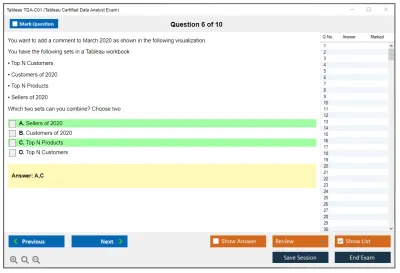 Tableau TDA-C01 Tableau Certified Data Analyst Exam Practice test exam simulator test engine exam Prep practice test questions answers Image 6
